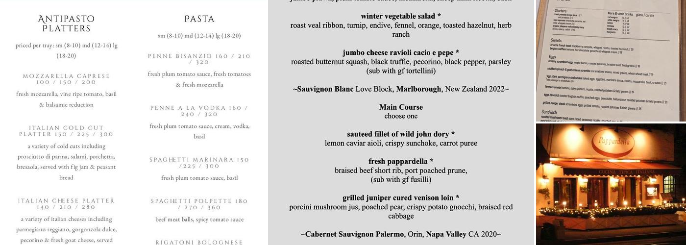 Pappardella Menu