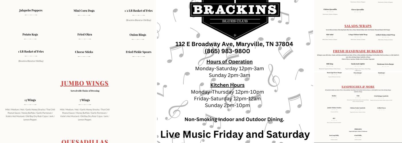 Brackins Blues Club Menu
