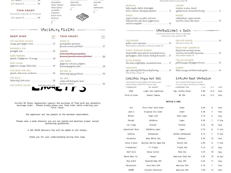 Emmett's Menu