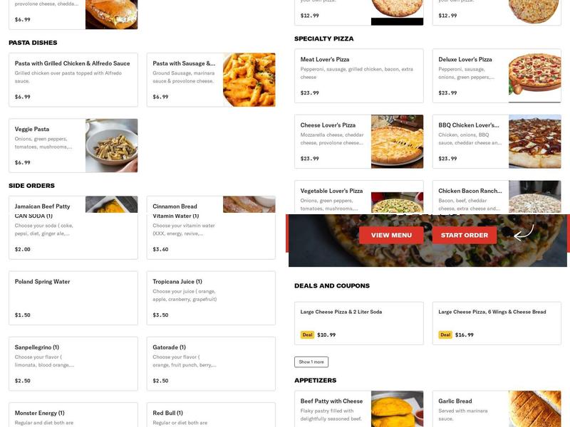 bd pizza Menu