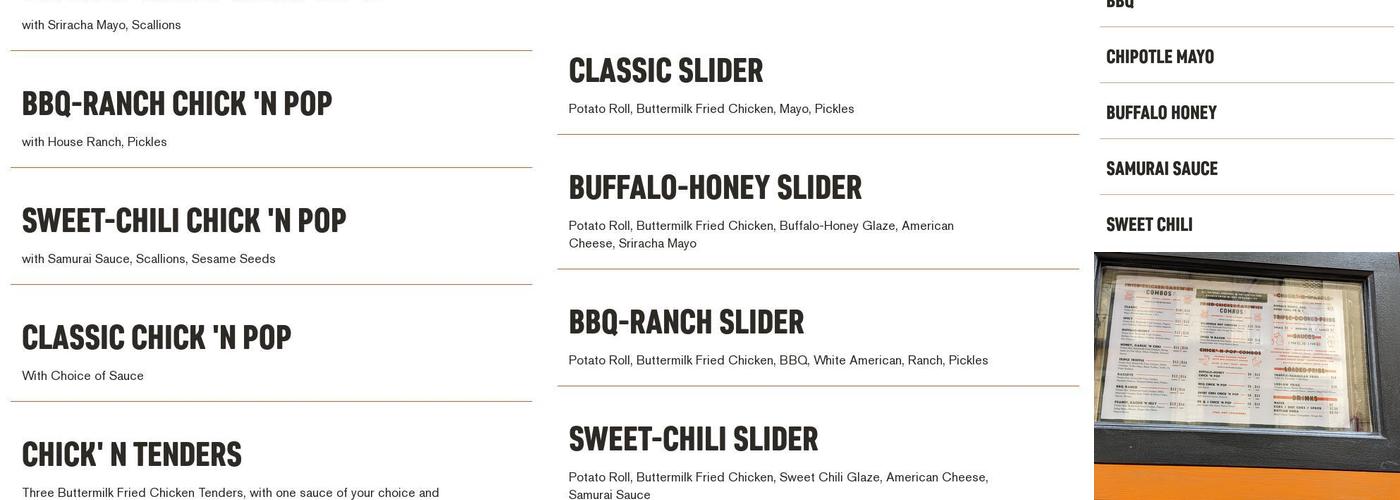 375° Chicken 'n Fries Menu