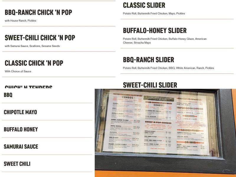 375° Chicken 'n Fries Menu