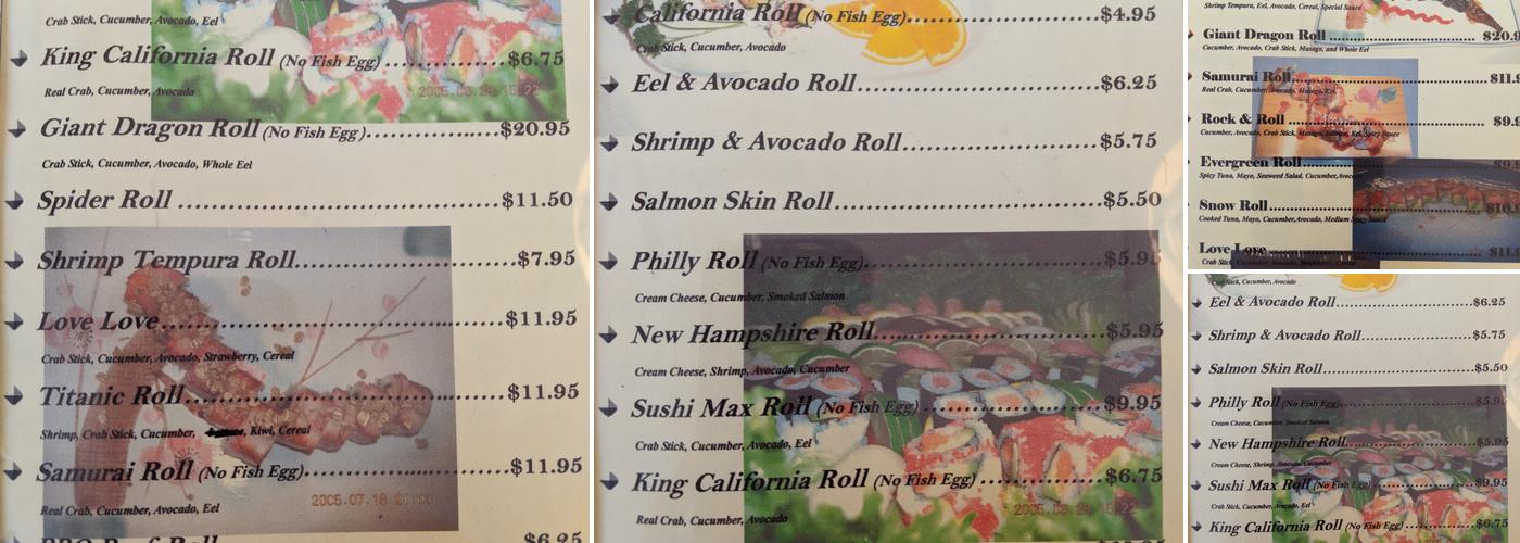 Sushi Max Menu