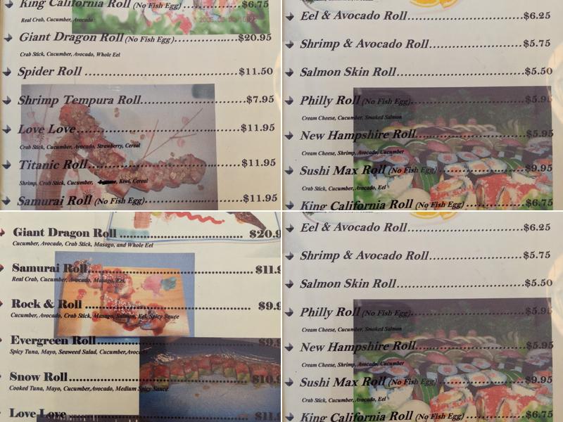 Sushi Max Menu