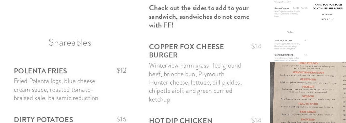The Copper Fox Menu