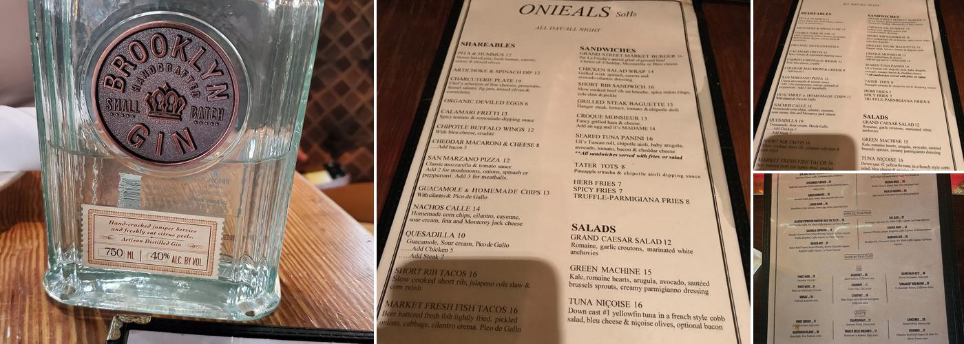 Onieal's Menu