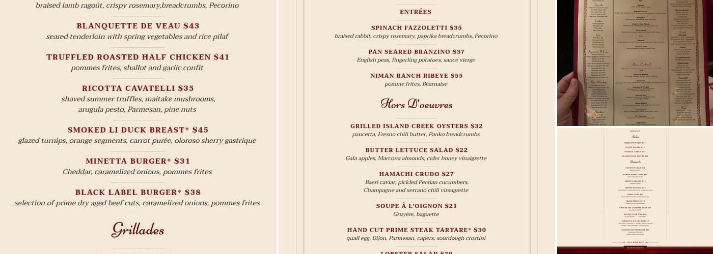 Minetta Tavern Menu
