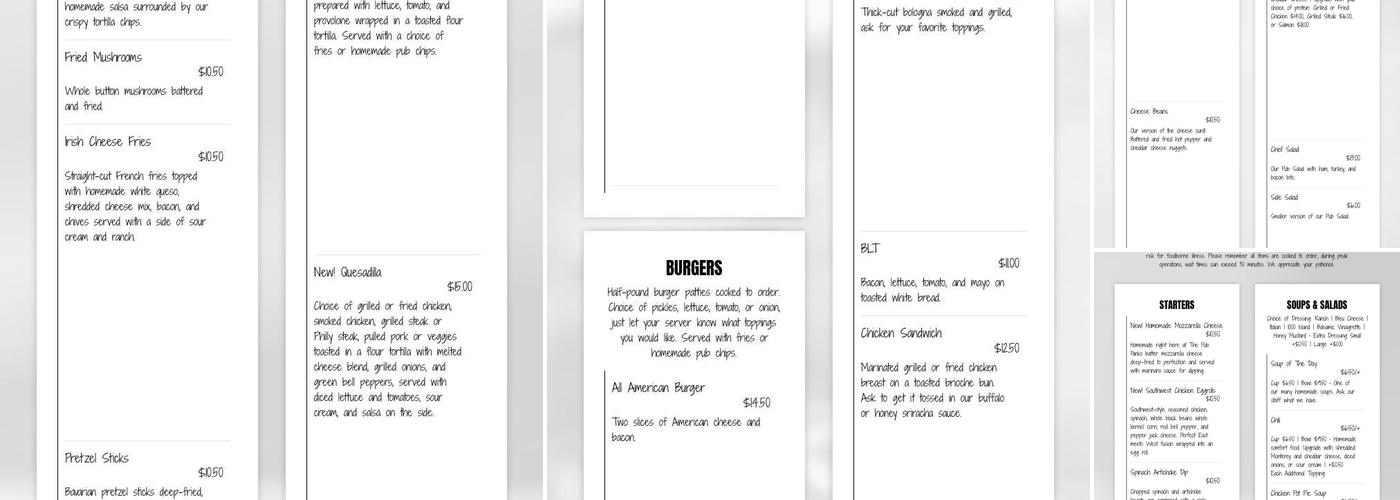 CP Between The Lakes Menu