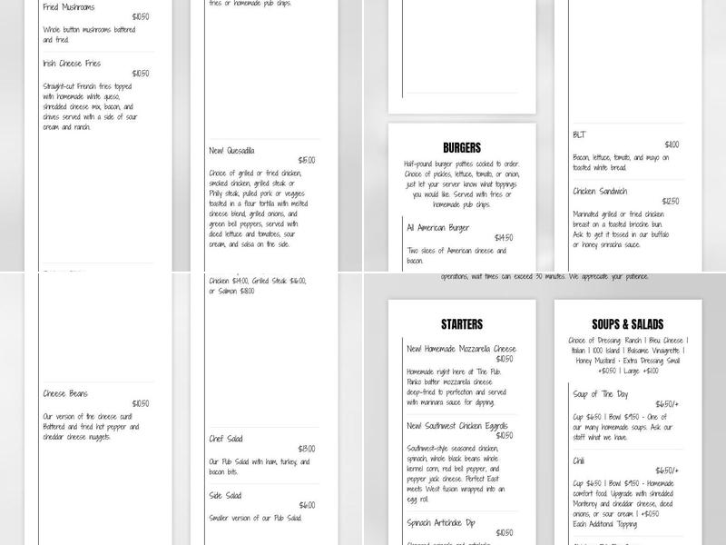 CP Between The Lakes Menu