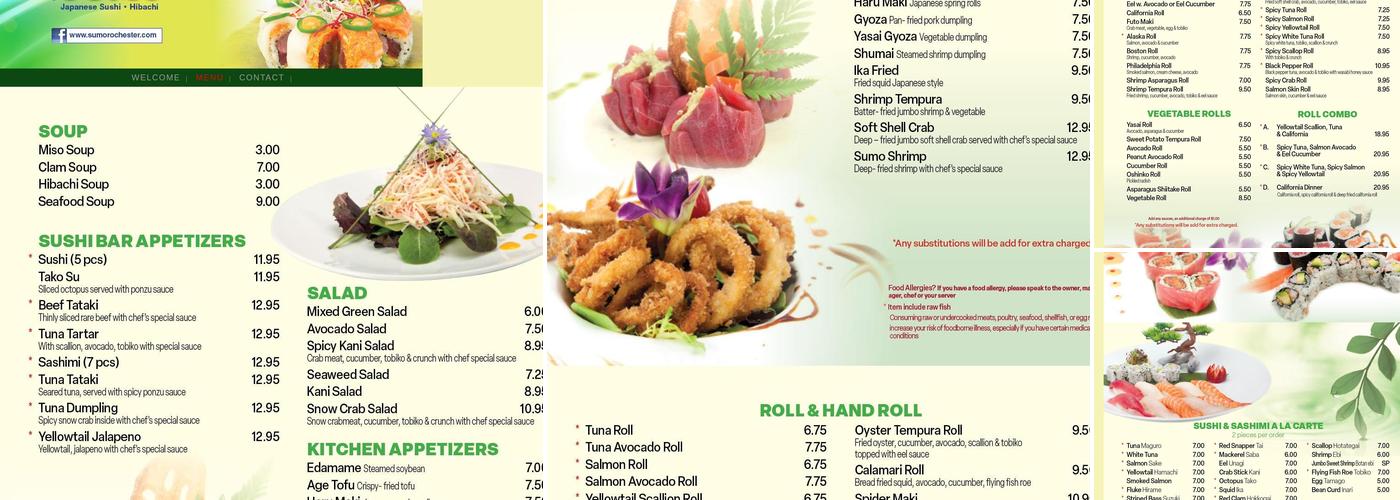 SUMO Japanese Sushi And Hibachi Menu