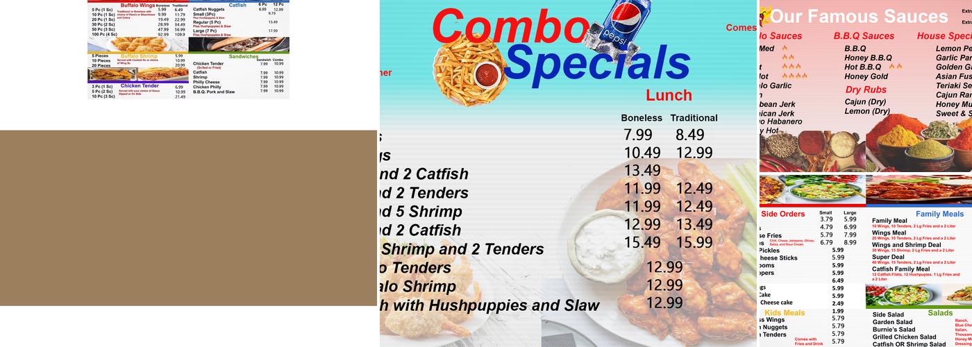 Touchdown Wings Menu