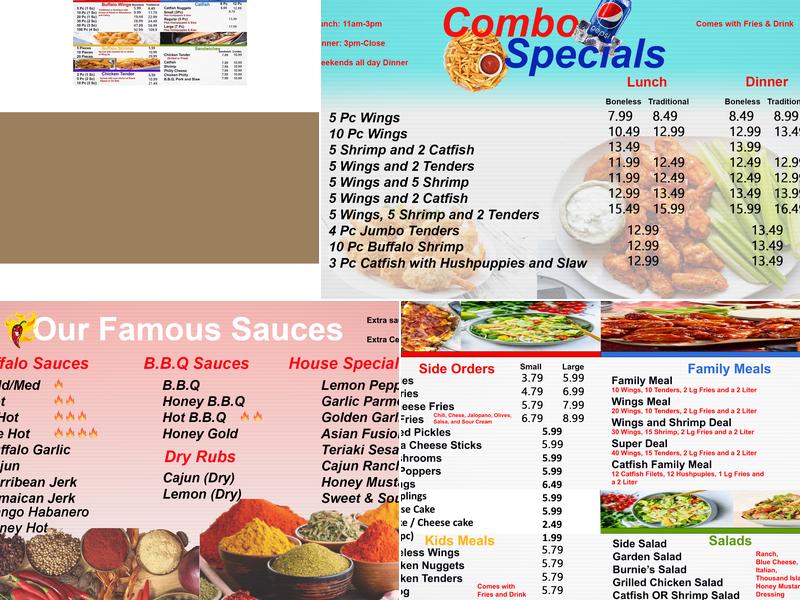 Touchdown Wings Menu