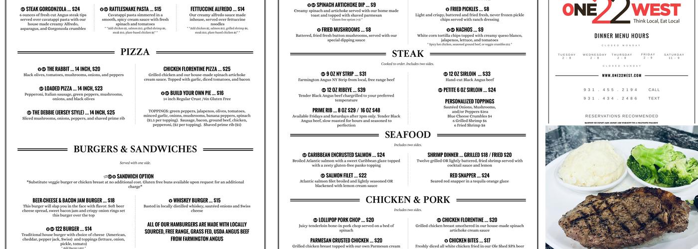 One22West Menu