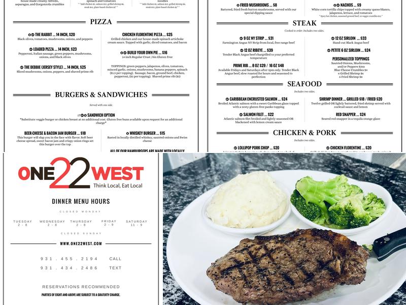 One22West Menu