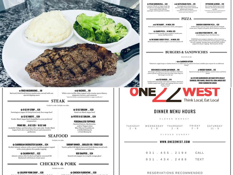 One22West Menu