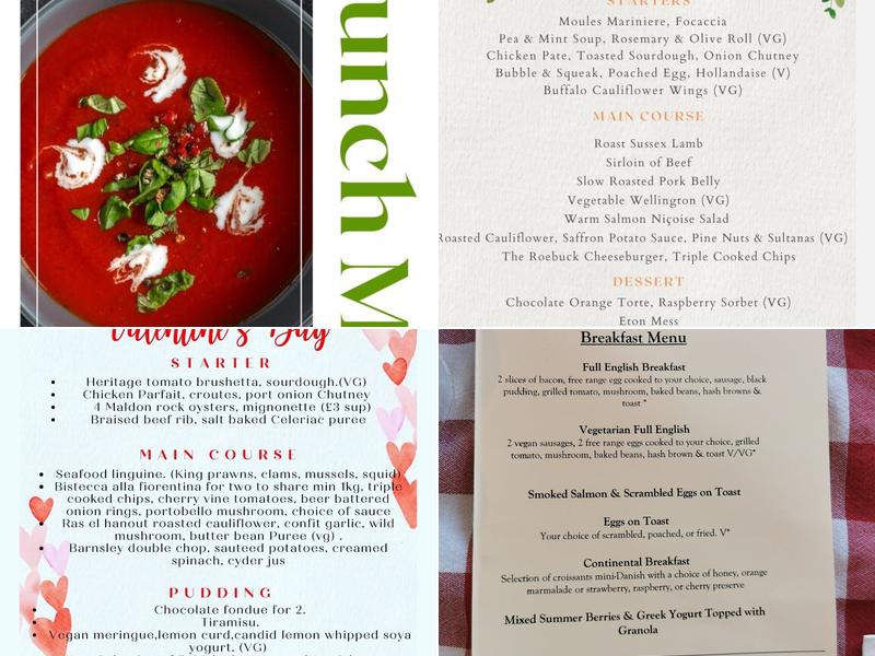 The Roebuck Inn Menu