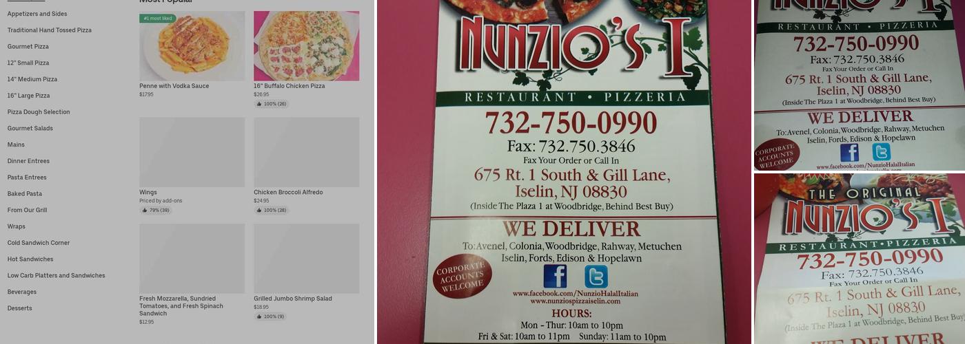 Nunzio's Pizzeria Menu