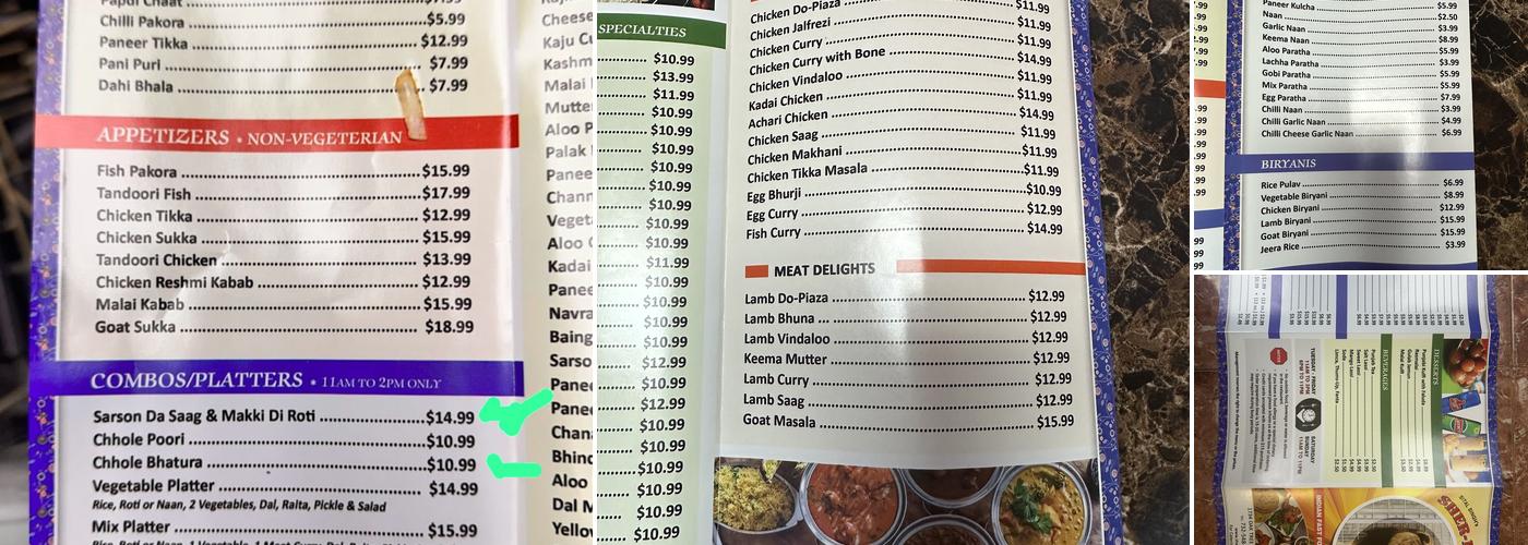 Sher-E-Punjab Menu