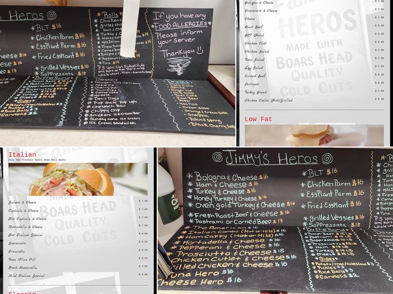 Jimmy's Famous Heros Menu