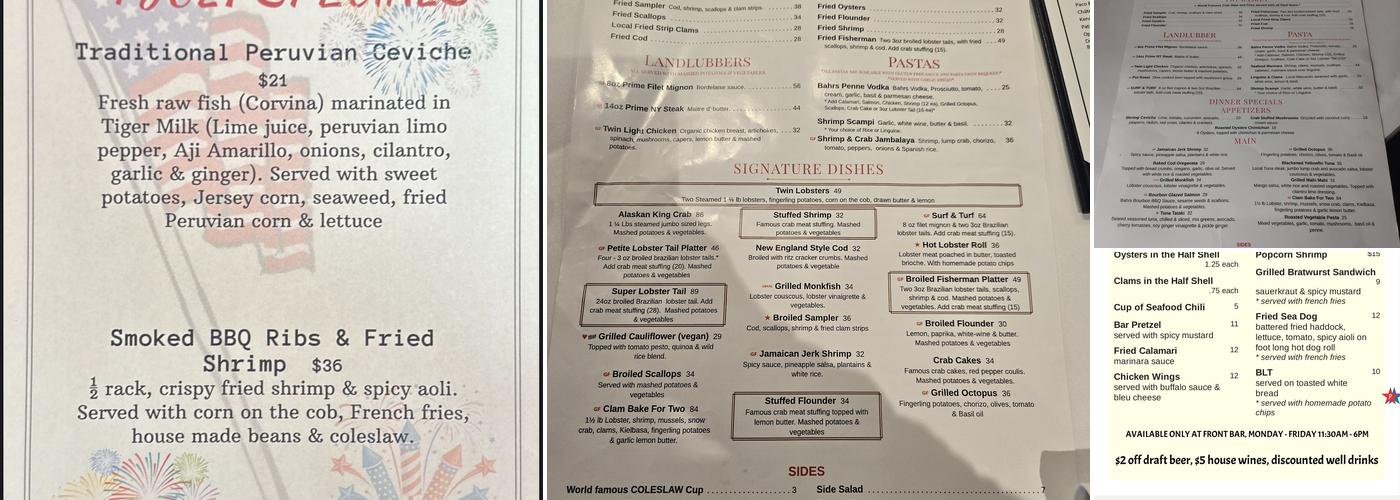 Bahrs Landing Famous Seafood Restaurant & Marina Menu