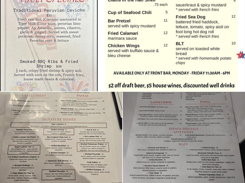 Bahrs Landing Famous Seafood Restaurant & Marina Menu