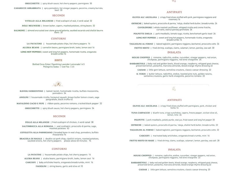 Anjelica's Restaurant Menu