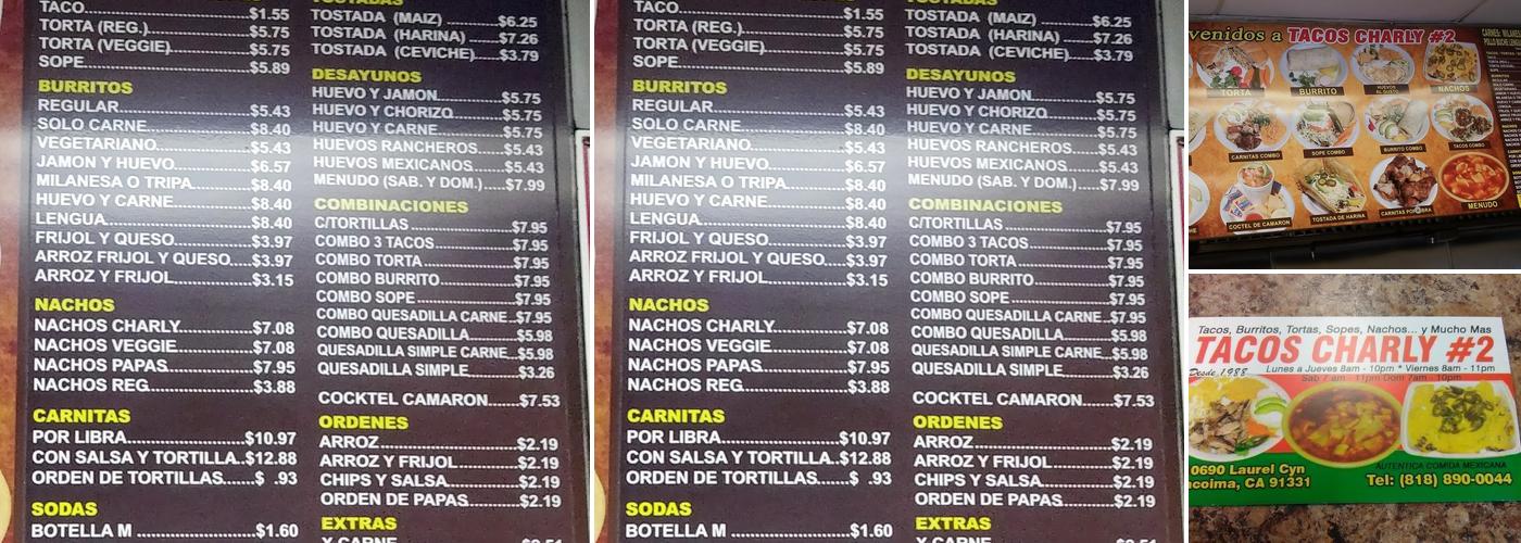 Tacos Charly #2 Menu