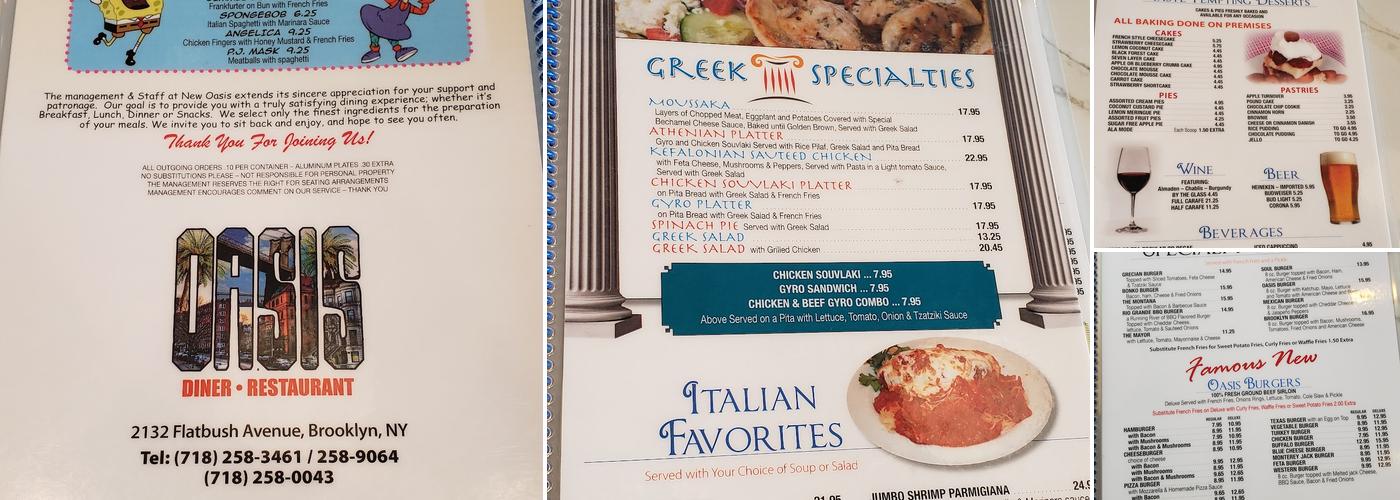 Oasis Diner Menu