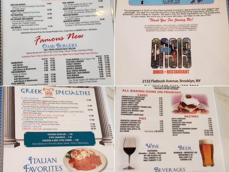 Oasis Diner Menu