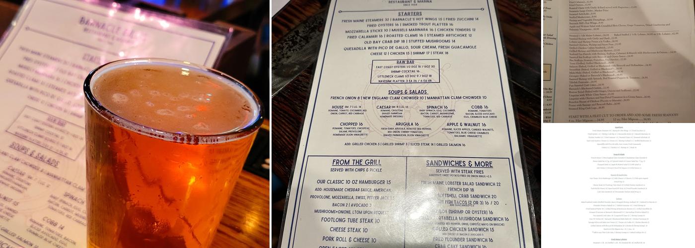 Barnacle Bill's Menu