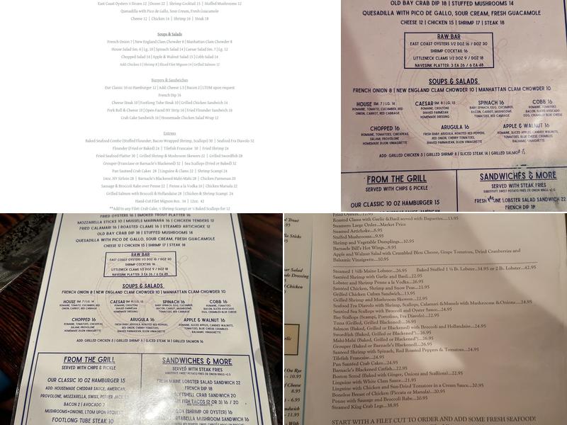 Barnacle Bill's Menu