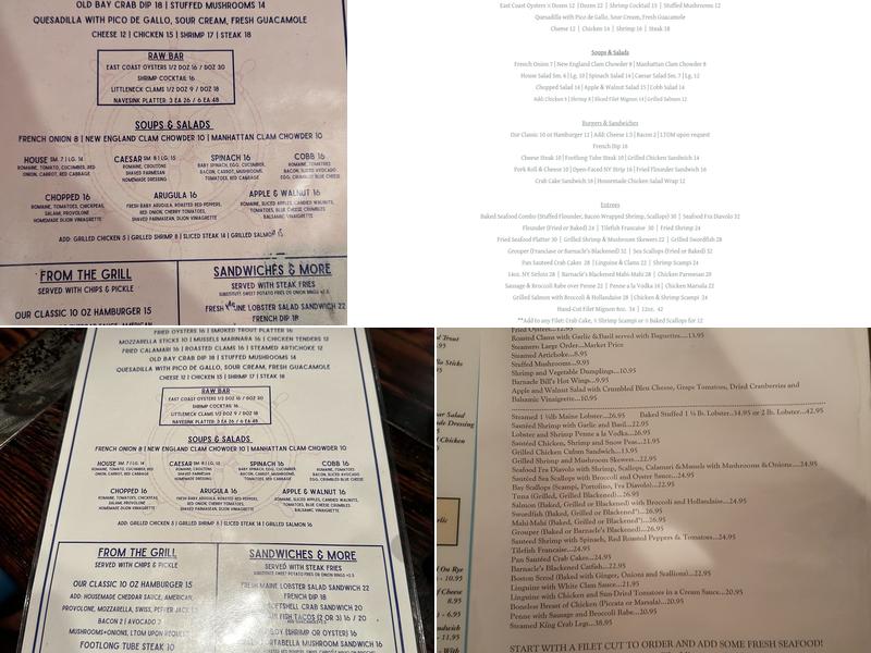 Barnacle Bill's Menu