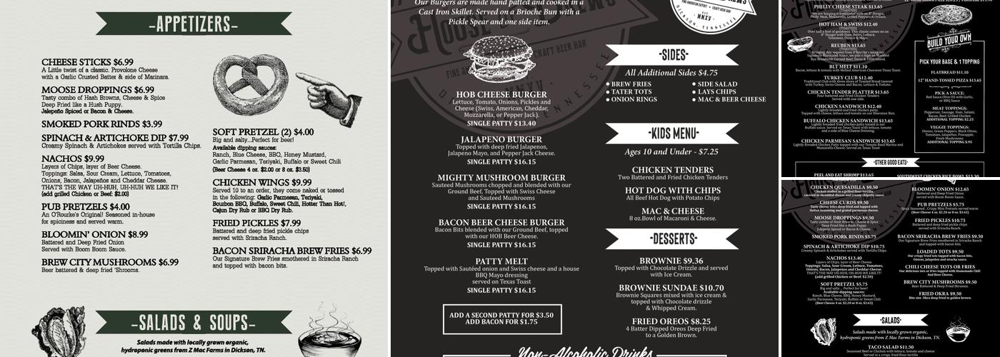 House of Brews Menu