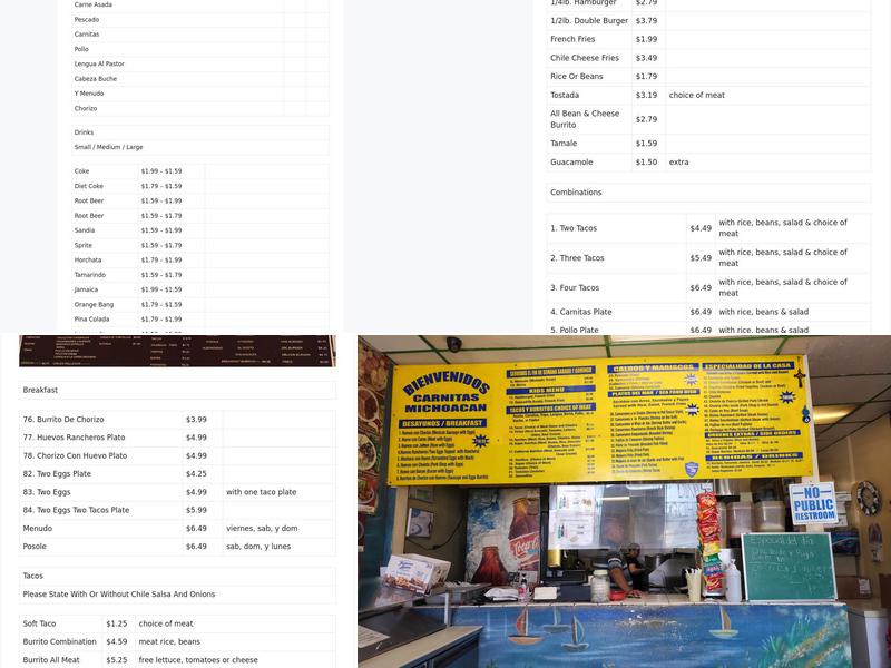 Carnitas Michoacanas Menu