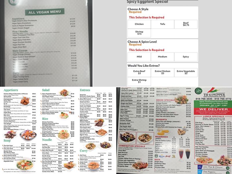 Thai Pepper Restaurant Menu