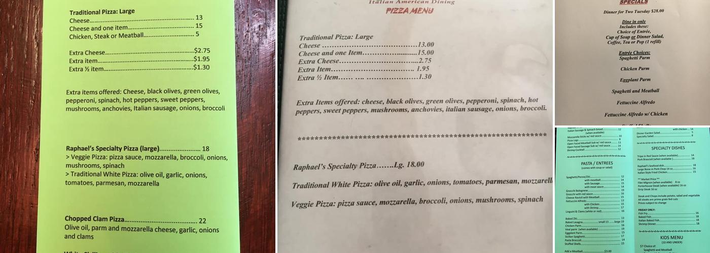 Raphael's Menu