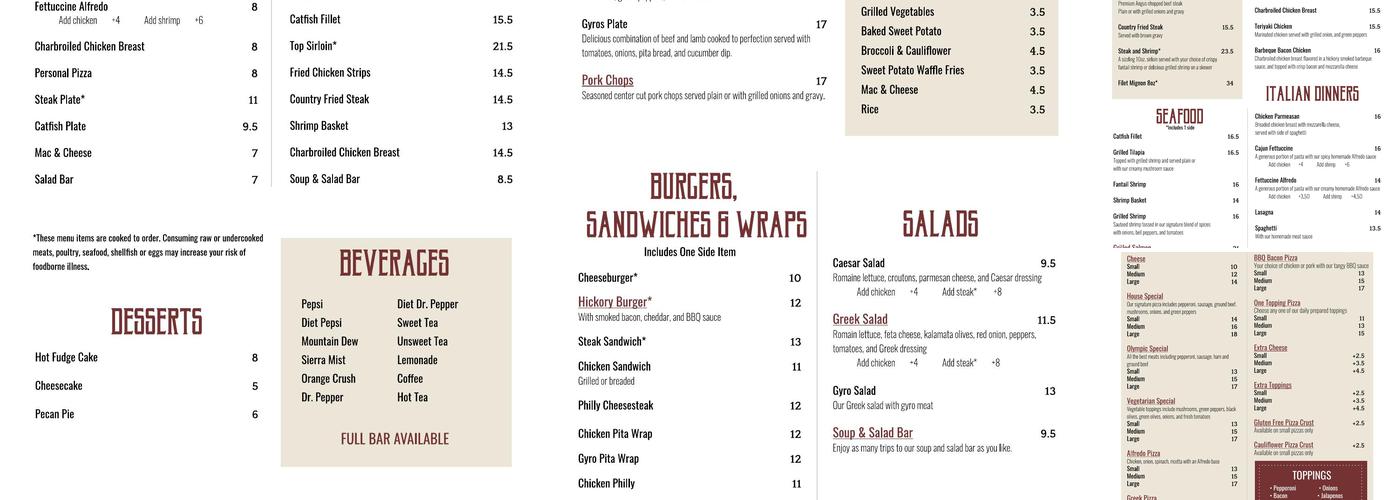 Olympic Steak & Pizza - Arlington Menu