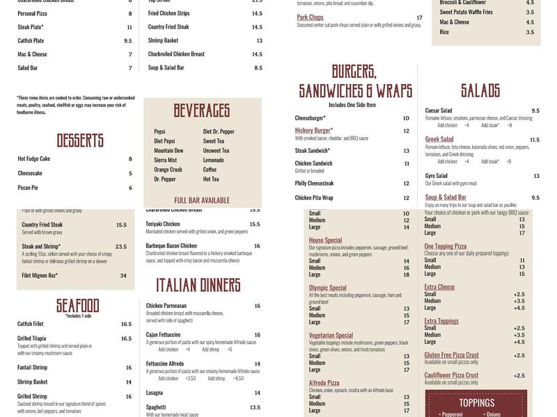 Olympic Steak & Pizza - Arlington Menu