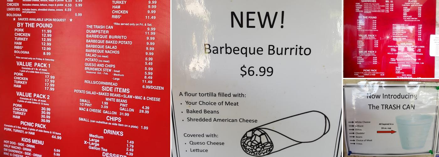 Barbeque Pit Menu