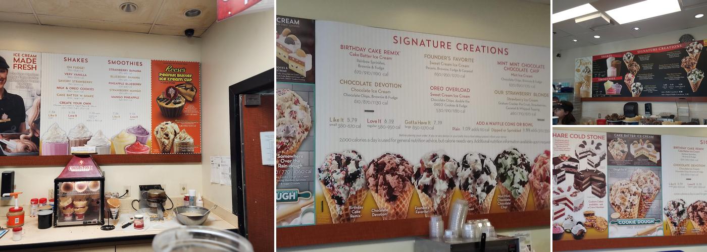 Cold Stone Creamery Menu