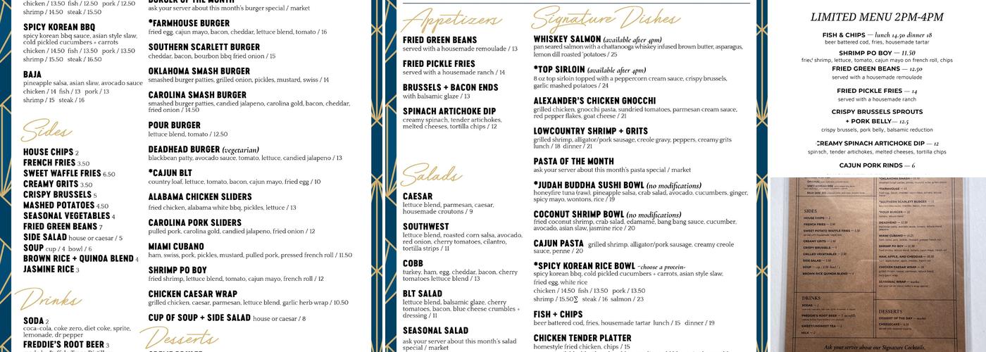The Pour House Restaurant Menu