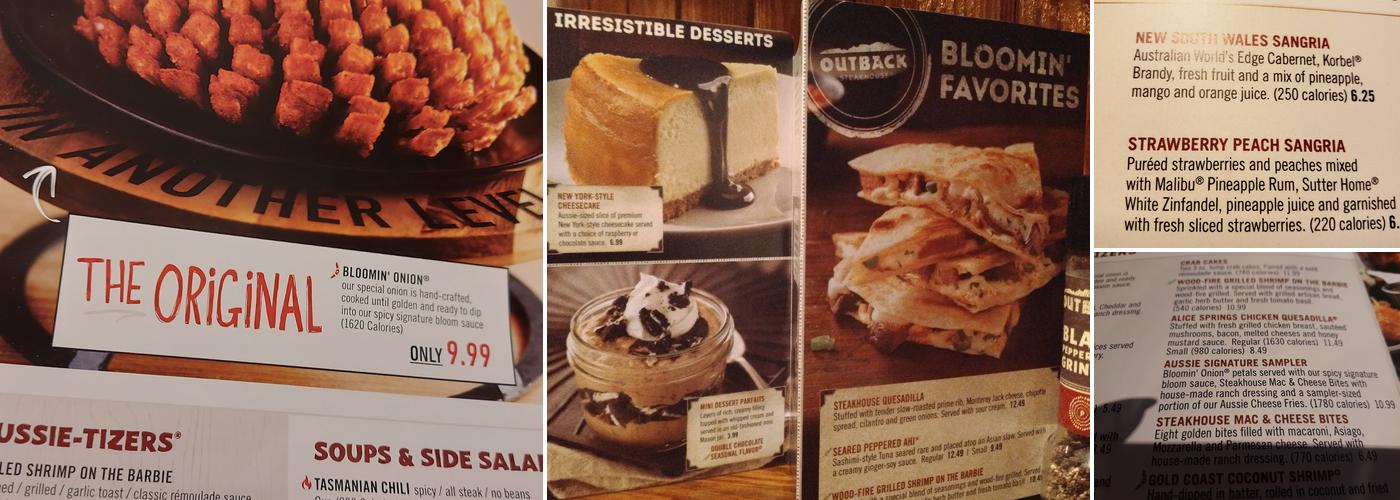 Outback Steakhouse Menu