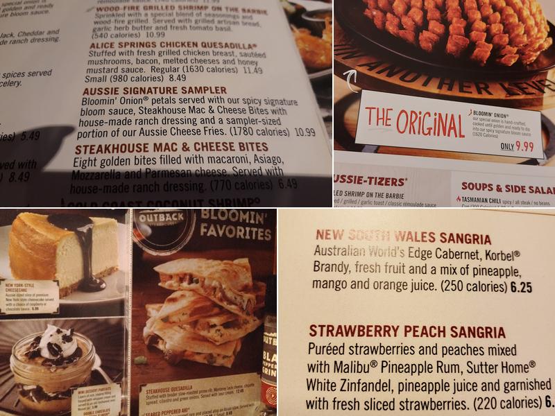 Outback Steakhouse Menu