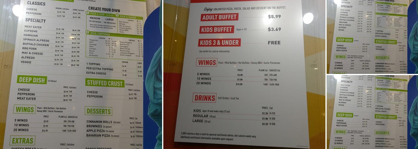 Cicis Pizza Menu