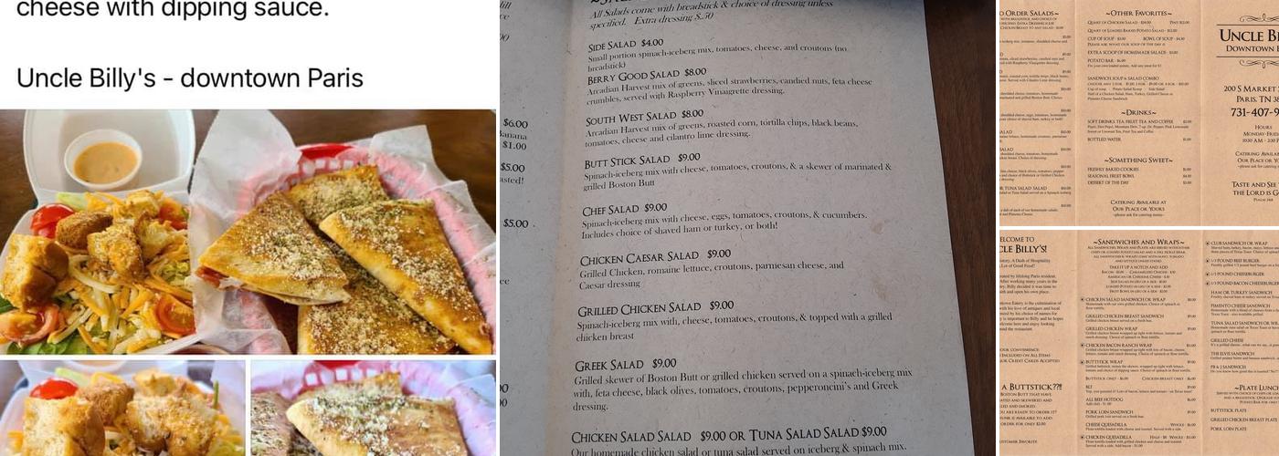 Uncle Billy's Downtown Eatery Menu