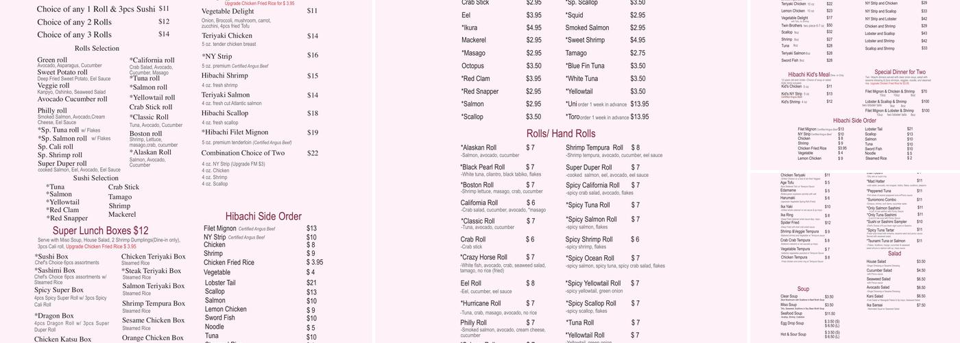 Hokkaido Japanese Steak & Sushi Menu