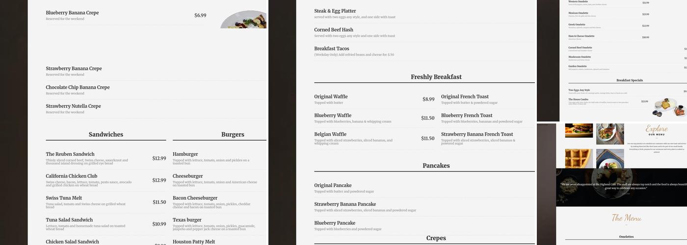 Omelette & Waffle Menu