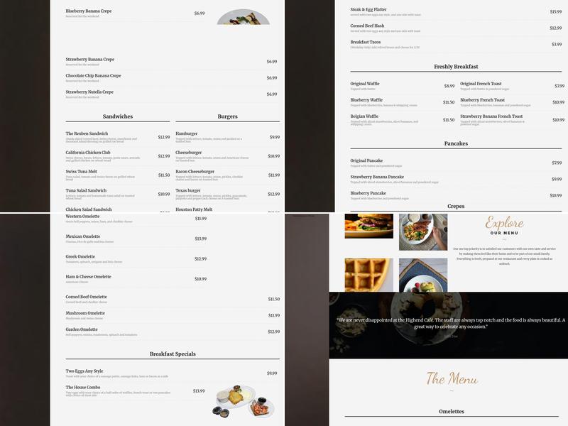 Omelette & Waffle Menu