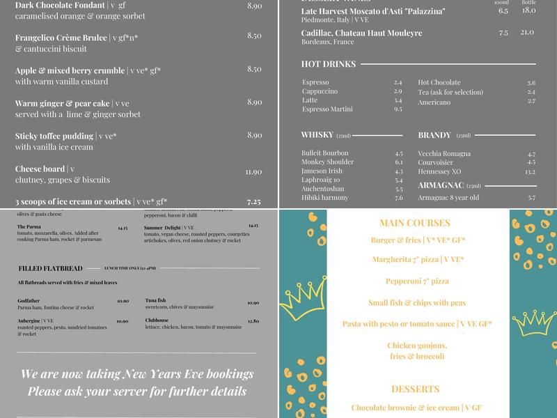 Old Crown Girton Menu