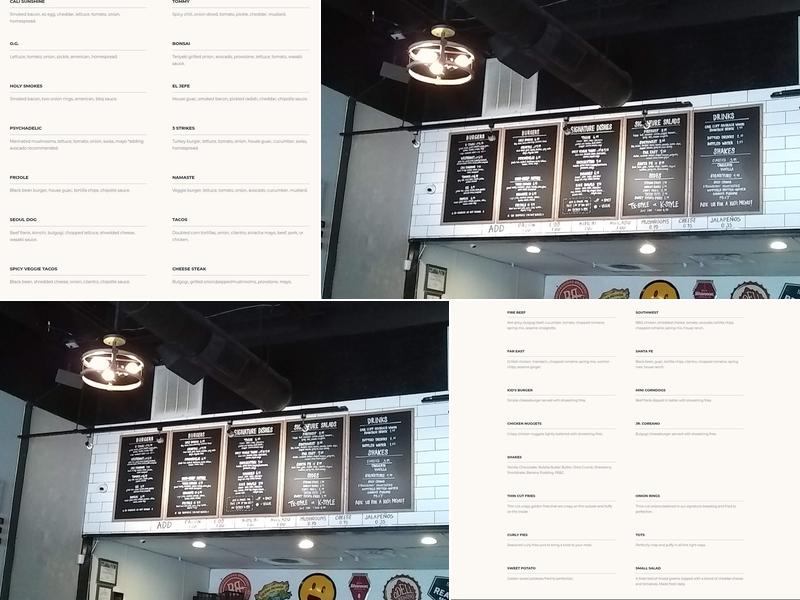 LA Burger Menu